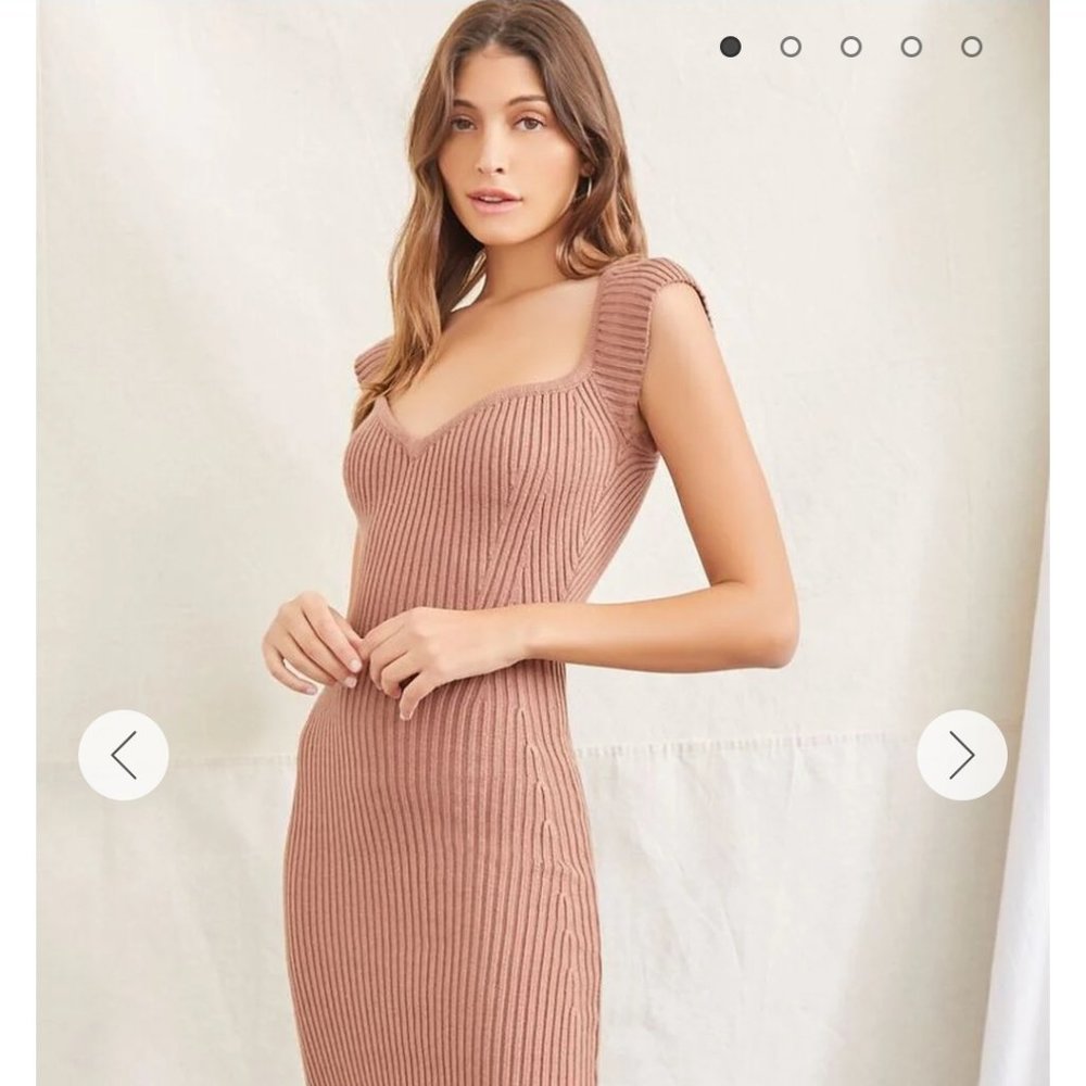 Sweater Knit Ribbed Midi Dress